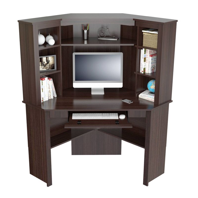 Corner Workstation with Hutch Espresso - Inval
