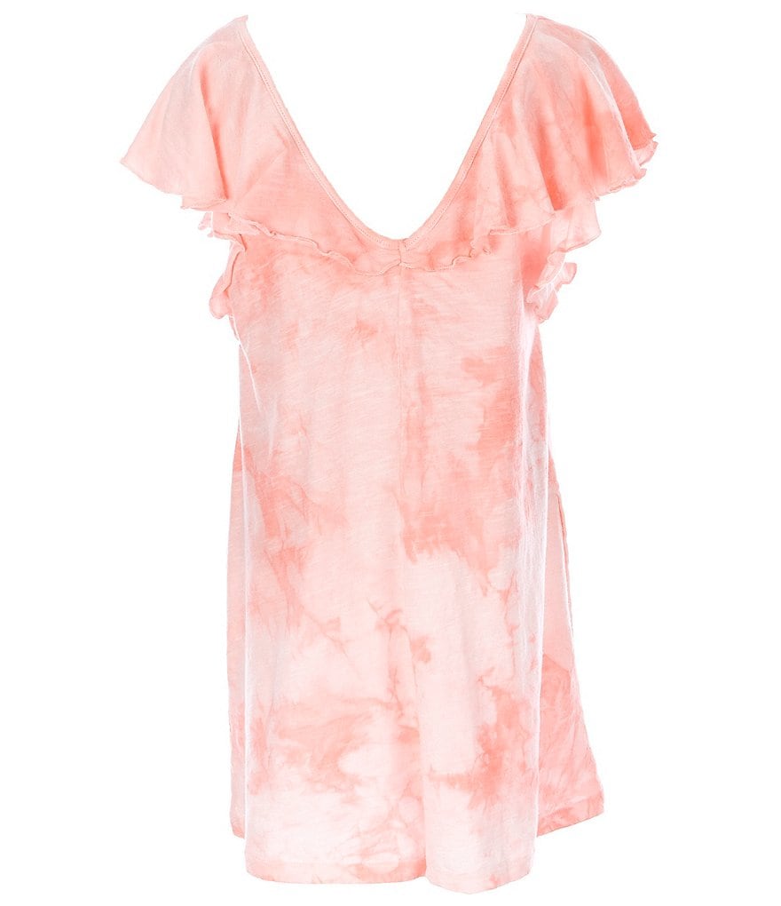 Billabong Little/Big Girls 5-14 Ruffle-Sleeve Wave Break Tie-Dye Romper