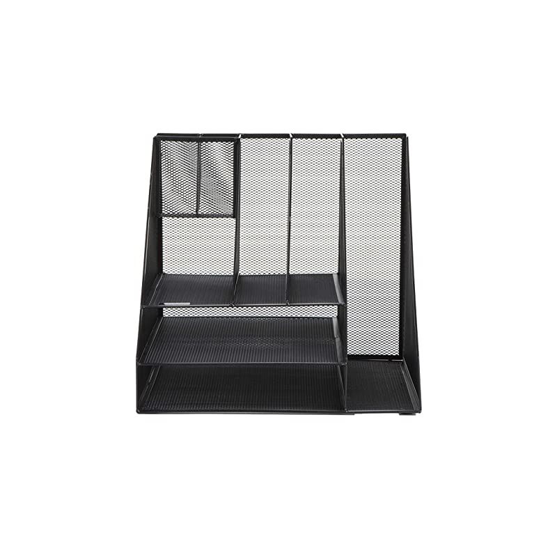MESHORGBLK Mesh Organizer 8 Compartments Desktop Document Letter Tray for Folders Mail Stationary Desk Accessories Black 8 Comp