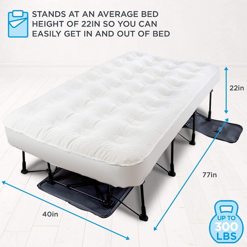 Ivation EZ-Bed 7 in. Thick Twin Size Legs Air Mattress with Inflatable Deflate Defender