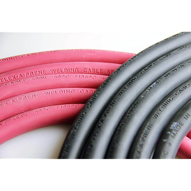Ultra-Flexible Car Battery/Welding Cable - 2 Gauge, (10 Feet Red/10 Feet Black) - and 5 Copper Lugs