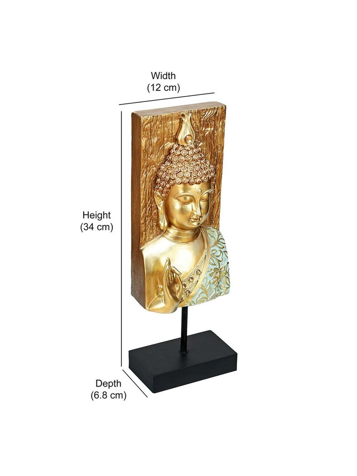 @home Mint & Gold Polyresin Decorative Buddha Showpiece