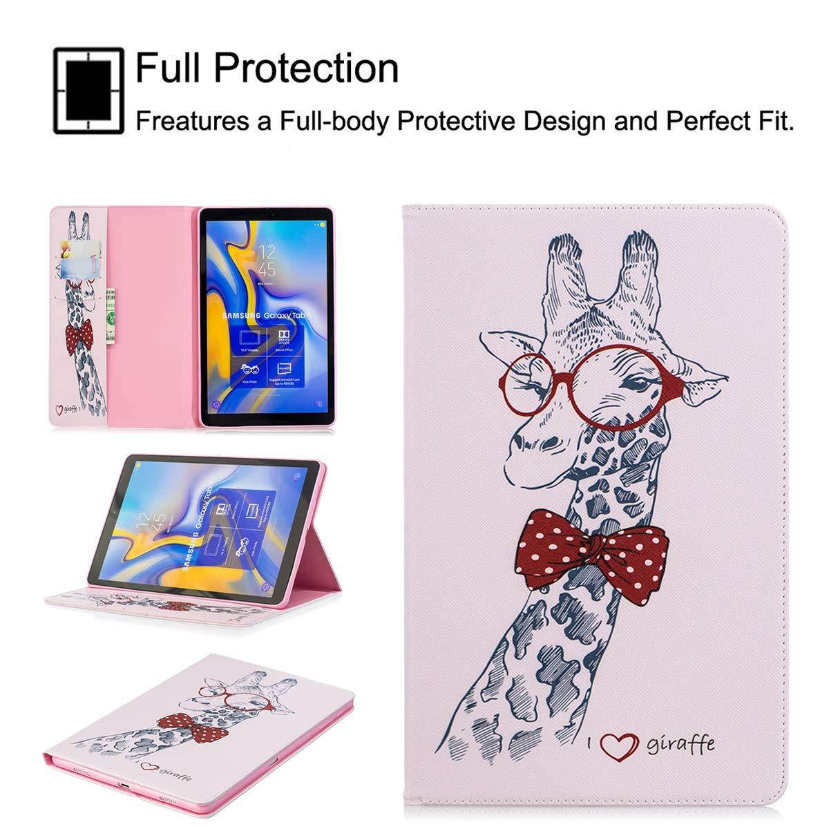 Galaxy Tab A 10.5 Case, Newshine Premium Leather Lightweight Flip Stand Cover with Card Cash Pocket for Samsung Galaxy Tab A 10.5 2018 Model SM-T590/T595/T597 Tablet, Giraffe
