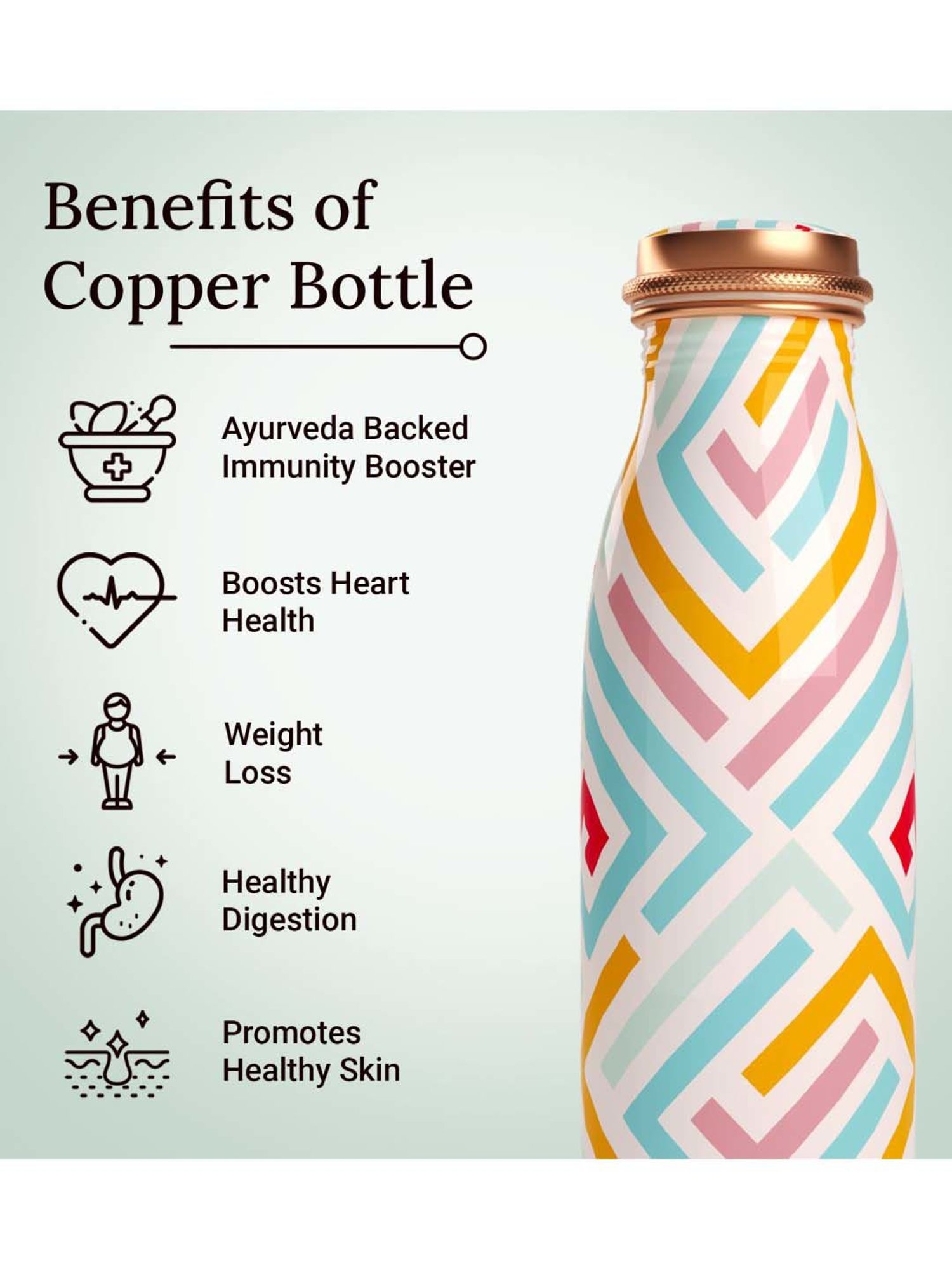Everything Beautiful White & Yellow Copper Water Bottle - Seamless (0.95 L)