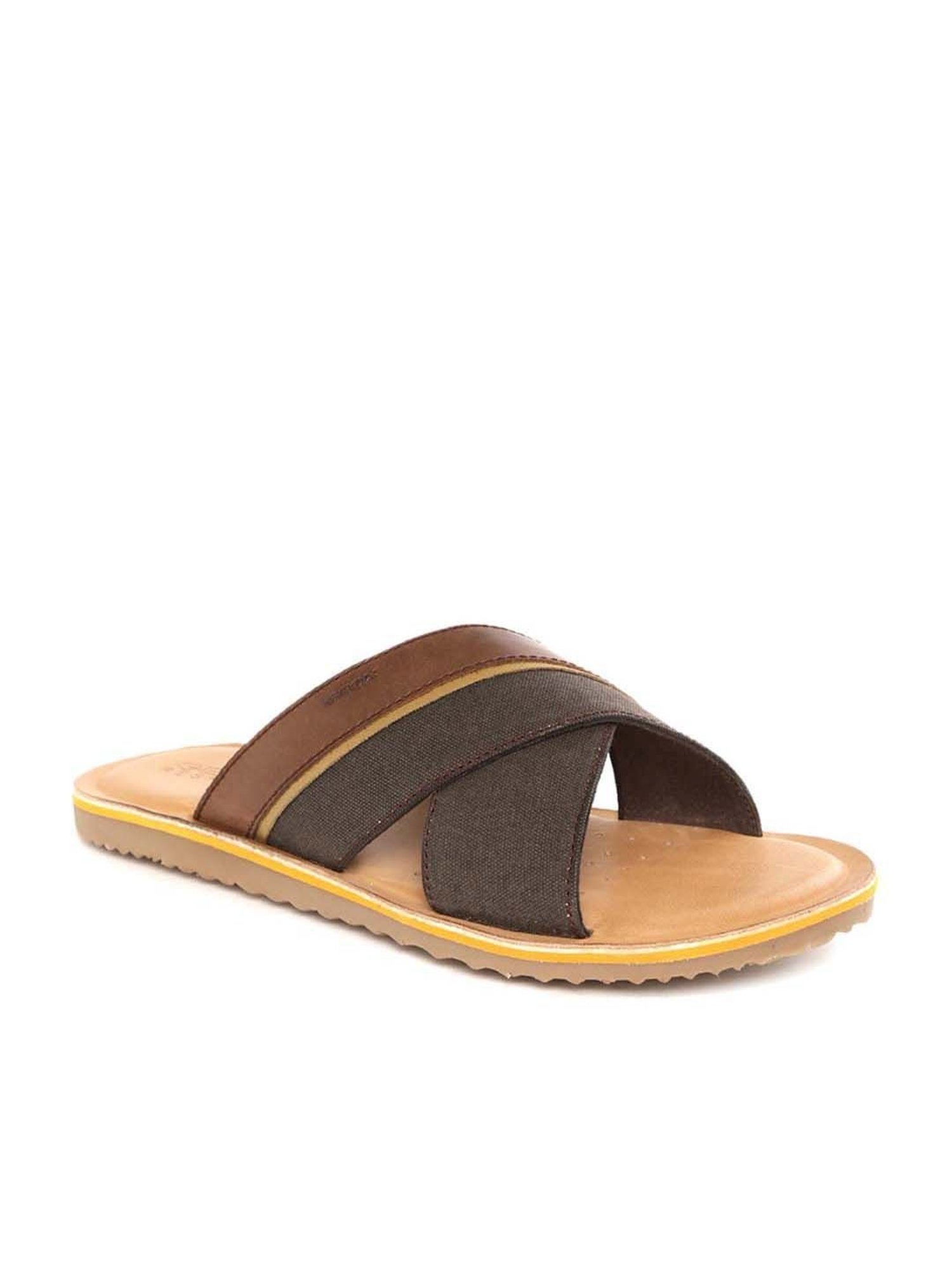 Geox Men's Coffee Brown Cross Strap Sandals