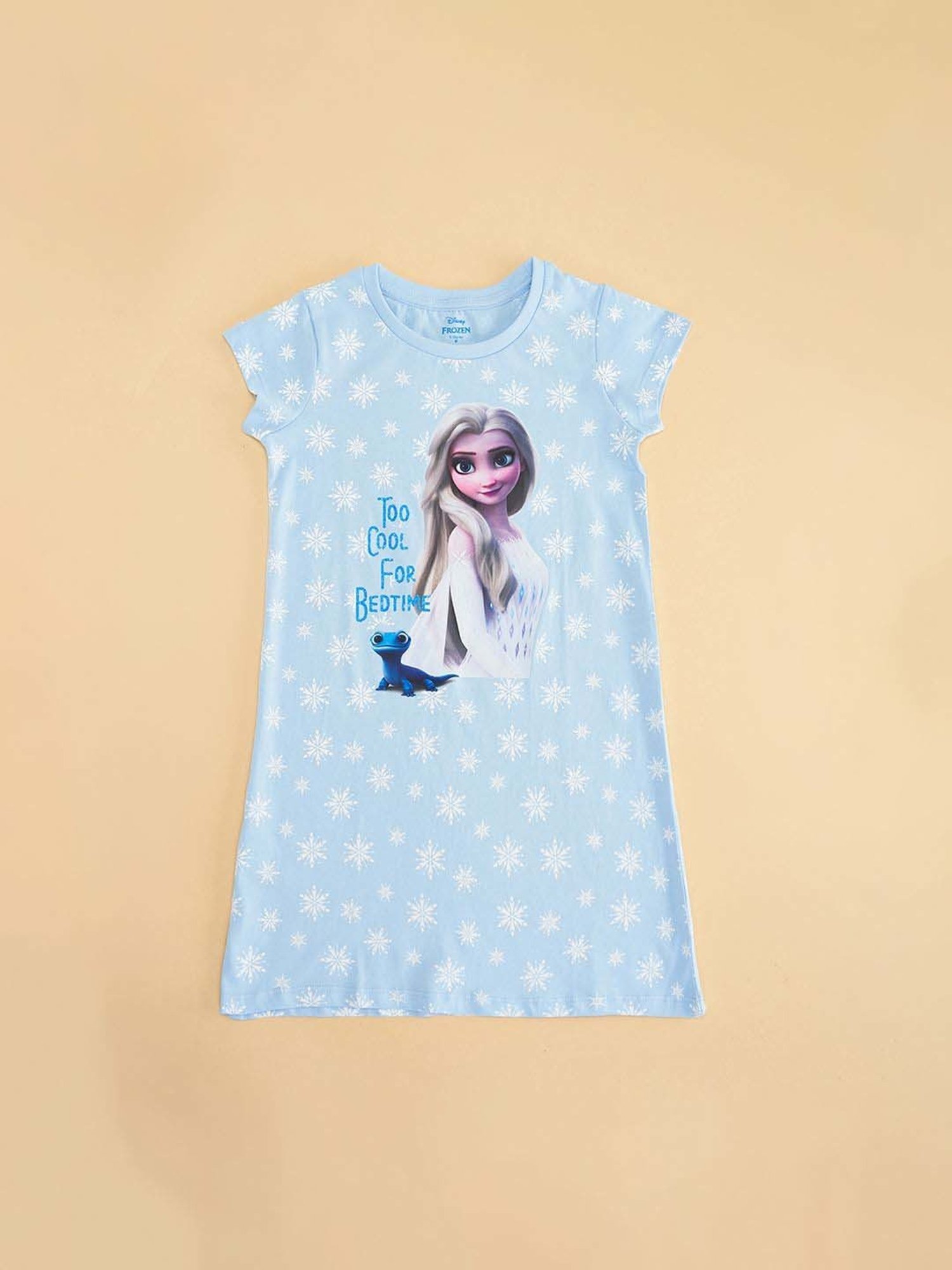 Pantaloons Junior Blue Cotton Printed Night Dress