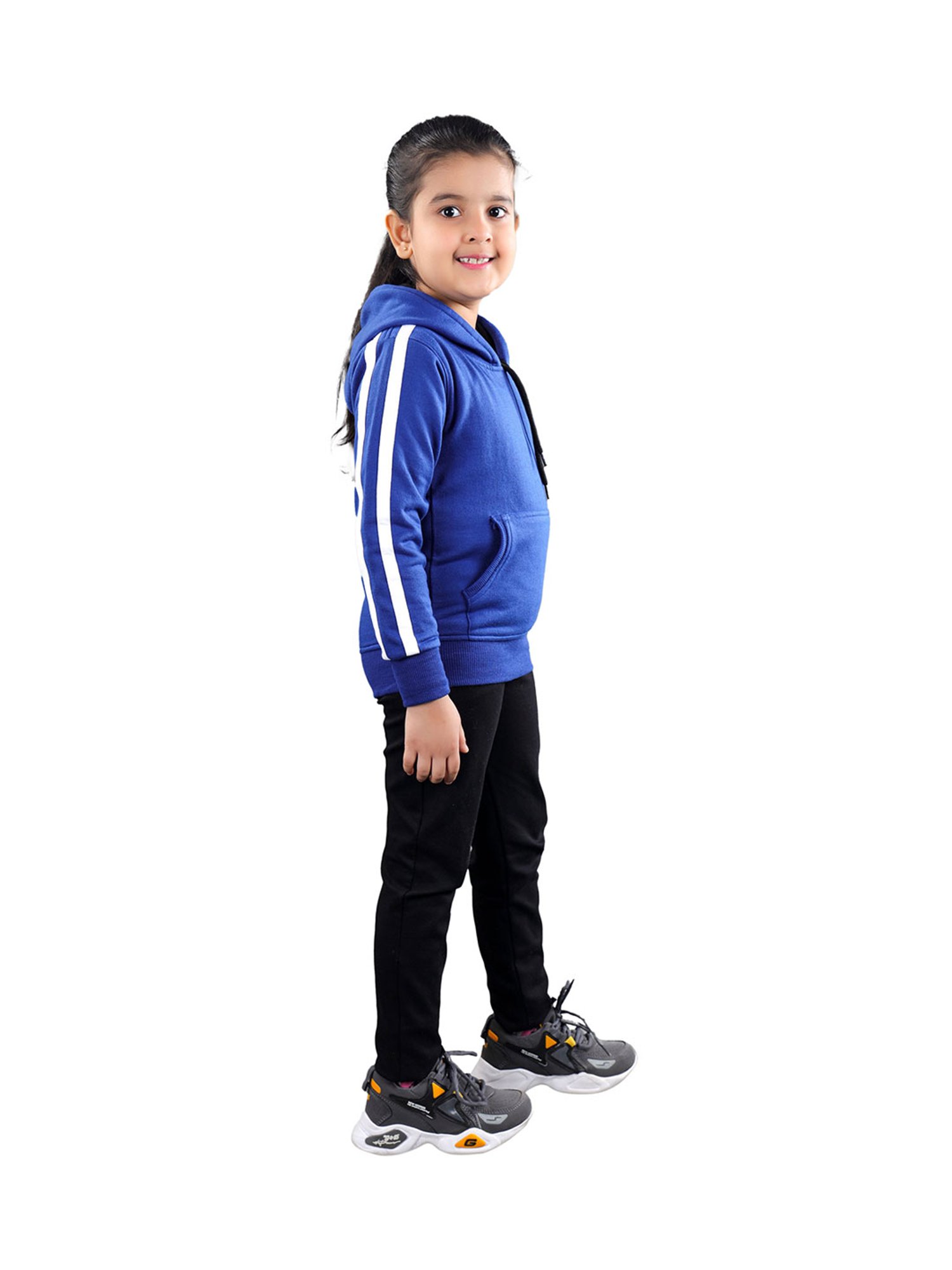 Ahhaaaa Kids Blue Solid Hoodie