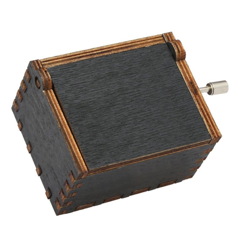 Vintage Wooden Theme Song Music Box Hand-operated Carved Engraving Music Case Creative Holiday Birthday Gifts for Kids Black