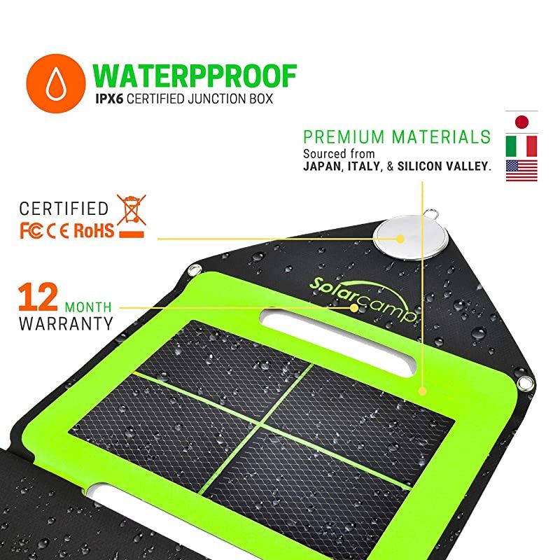 Solympic Hue &ETH; Portable Waterproof Flexible Folding Charger with CIGS Panels &ETH; 76W Dual USB Charging Ports &ETH; for Quickly Charging Electronic Devices Green