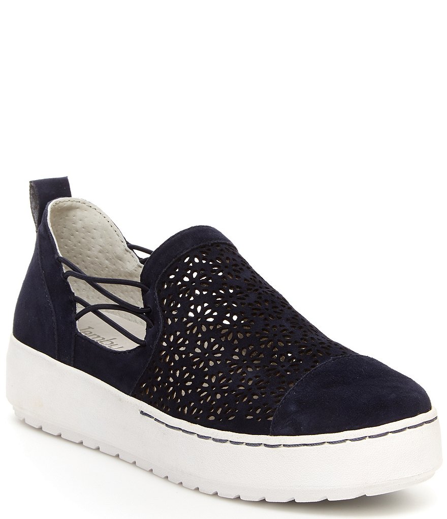 Jambu Erin Perforated Metallic Leather Slip On Sneakers