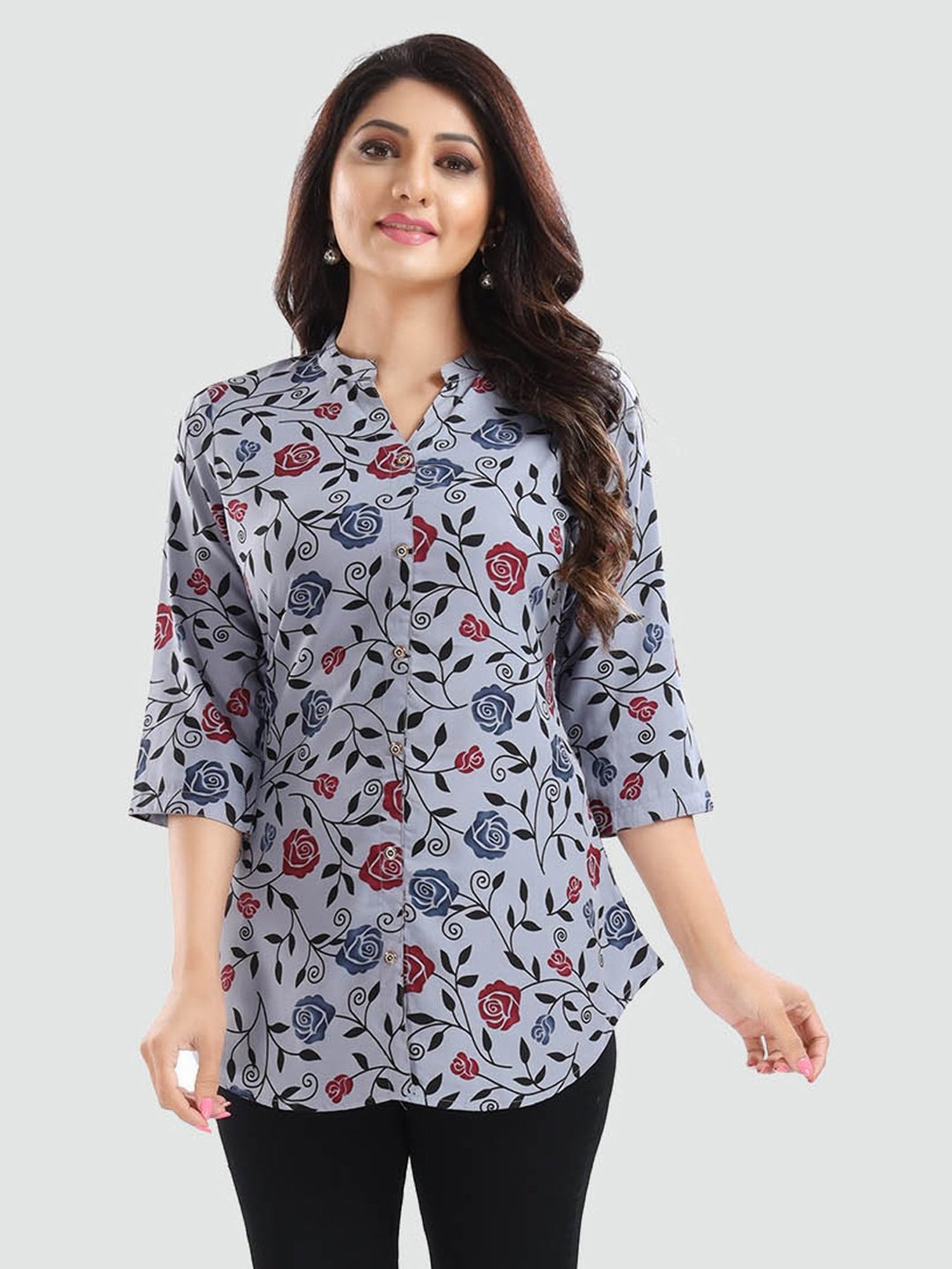 Saree Swarg Grey Printed Tunic