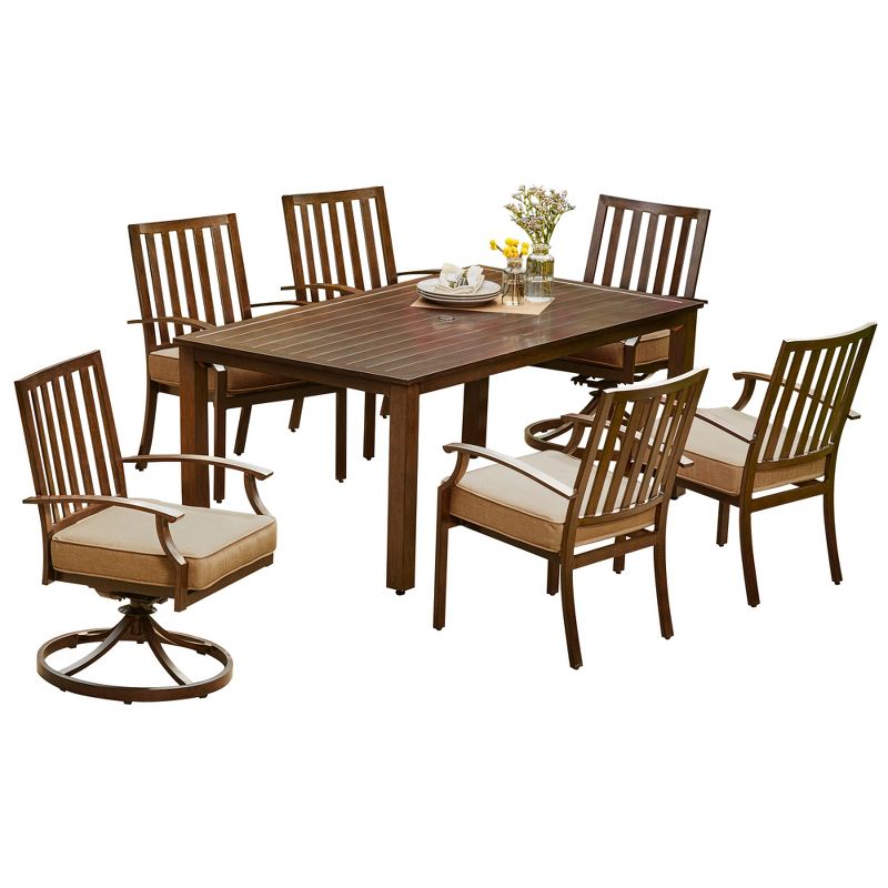 7pc Bridgeport Dining Set Tan - Royal Garden