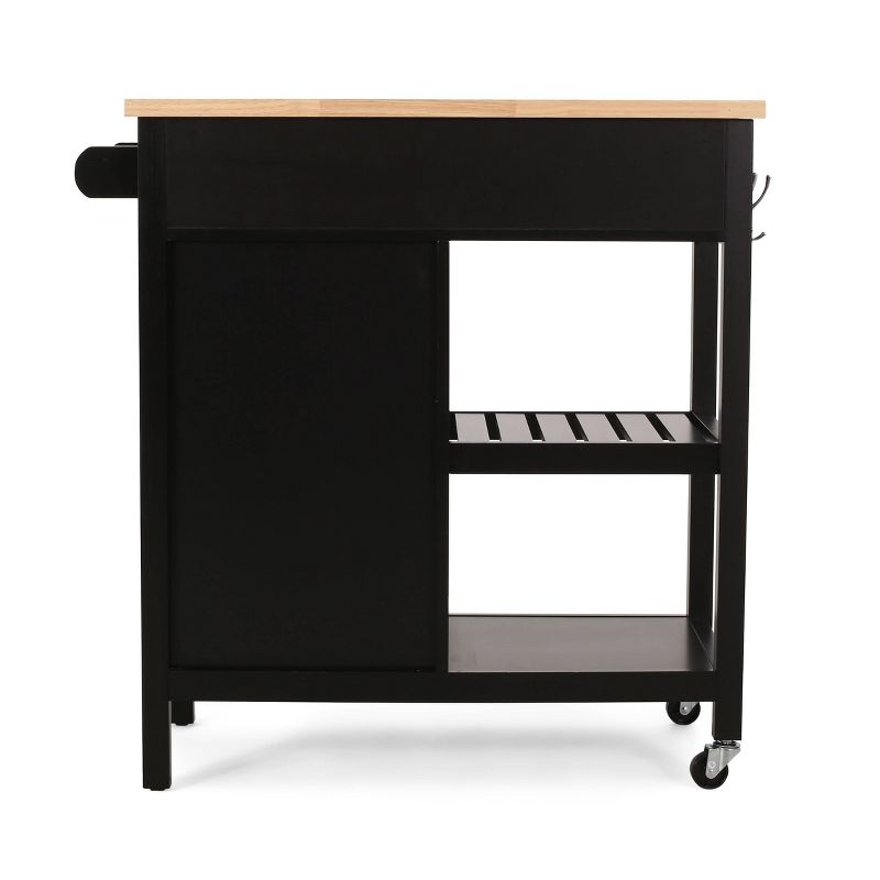 Byway Contemporary Kitchen Cart with Wheels Black/Natural - Christopher Knight Home
