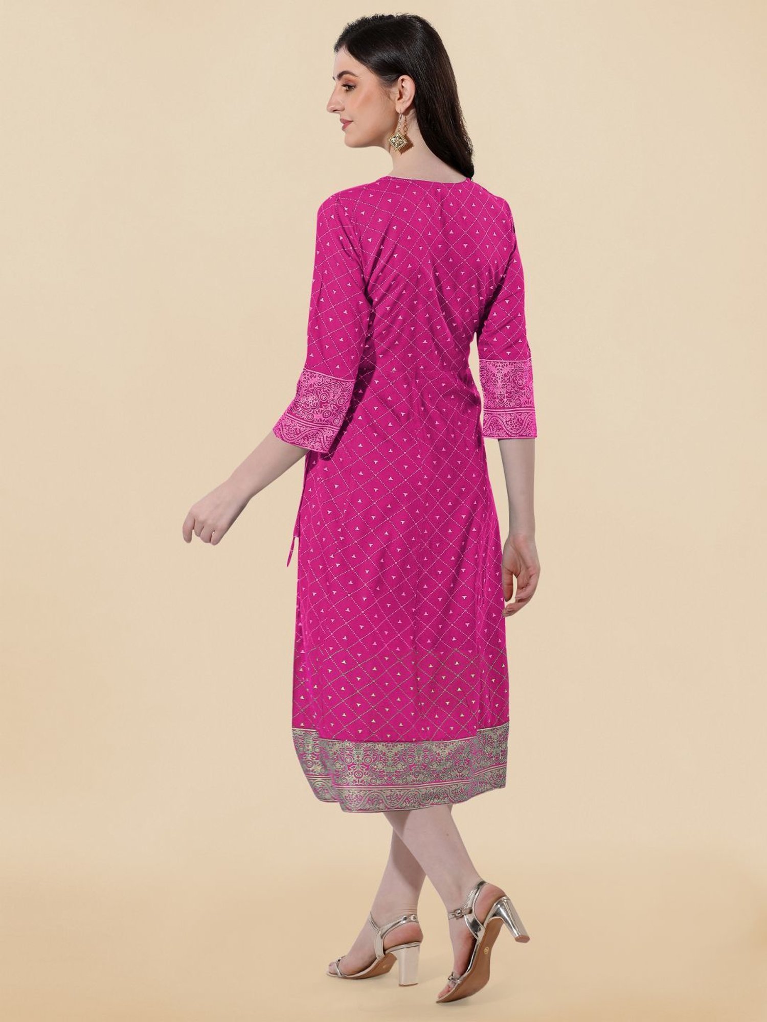 MIRCHI FASHION Pink Embroidered A-Line Dress
