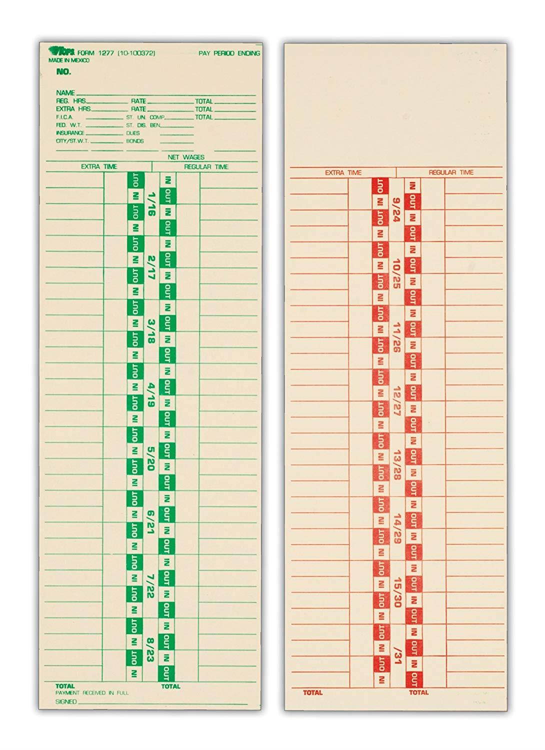 TOP1277 - Tops Time Card for Simplex