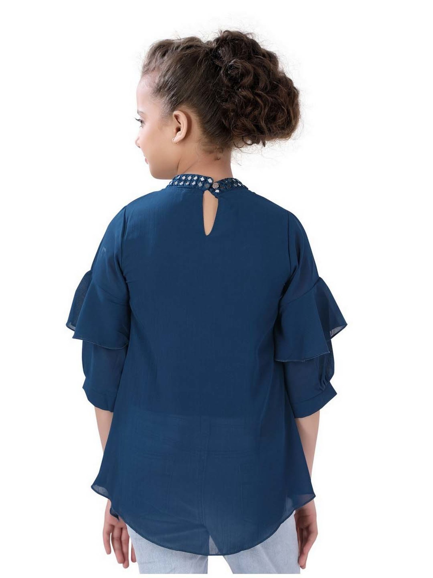 poplins Kids Blue Cotton Regular Fit Top