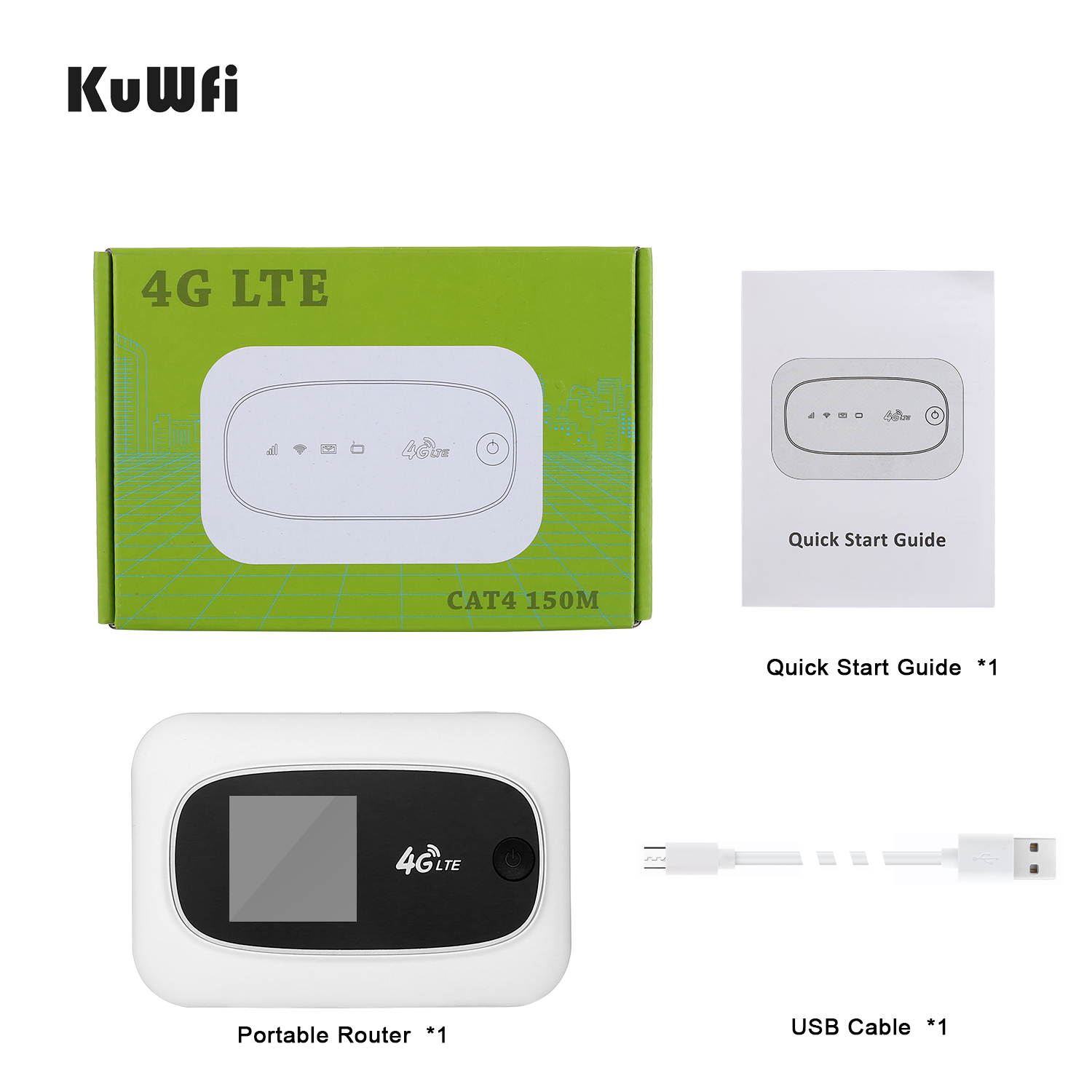KuWFi 4G LTE Mobile WiFi Hotspot Travel Router Partner Wireless SIM Routers with SD SIM Card Slot Support LTE FDD/TDD Work for USA/CA/MX Europe Africa Asia Oceania Almost Universal