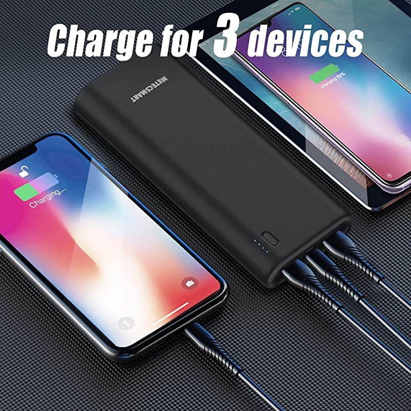 Fast Portable Charger, Quick Charge 3.0 Cell Phone Power Bank 20000mAh USB External Backup Travel Blackweb Mobile Rechargeable Battery Pack Compatible with iPhone 11 Pro Max Samsung Android