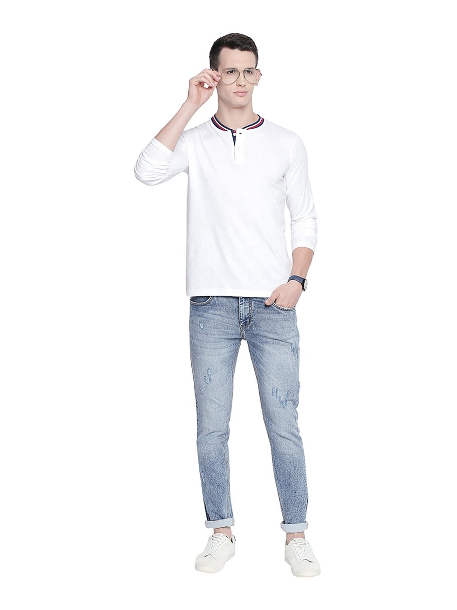 Basics White Henley T-Shirt