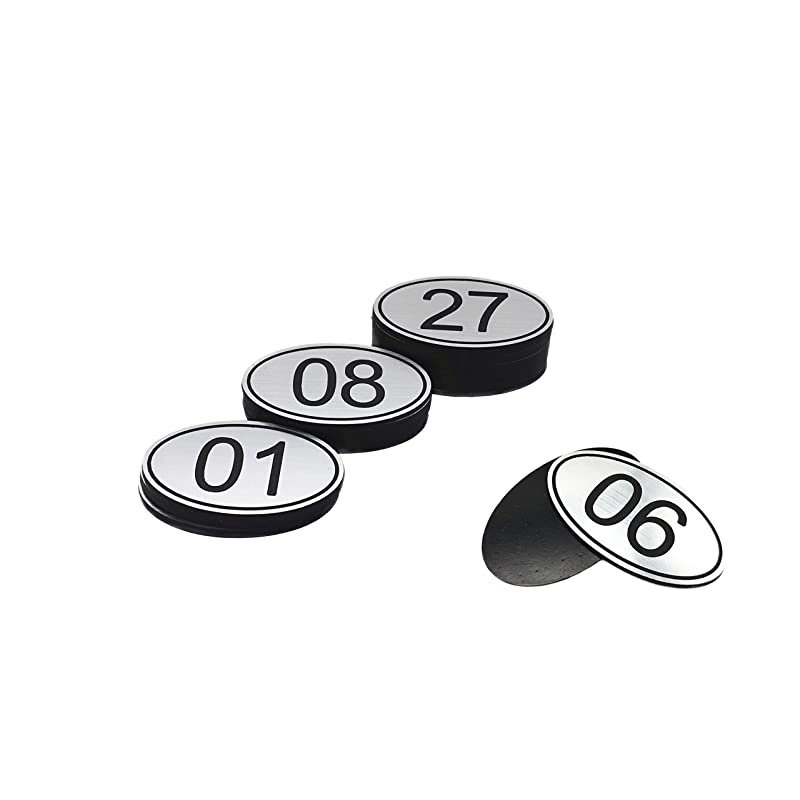 Engraved 30mm x 50mm Oval Table Numbers 150 Pubs Restaurants Clubs Silver 1 to 50
