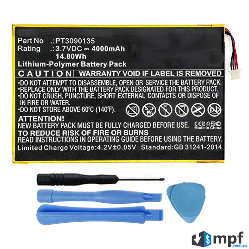 4000mAh PT3090135 Battery Replacement Compatible with RCA Galileo Pro 11.5" RCT6513W87, Viking Pro 10&rdquo; RCT6303W87, RCT6303W87DK Tablet