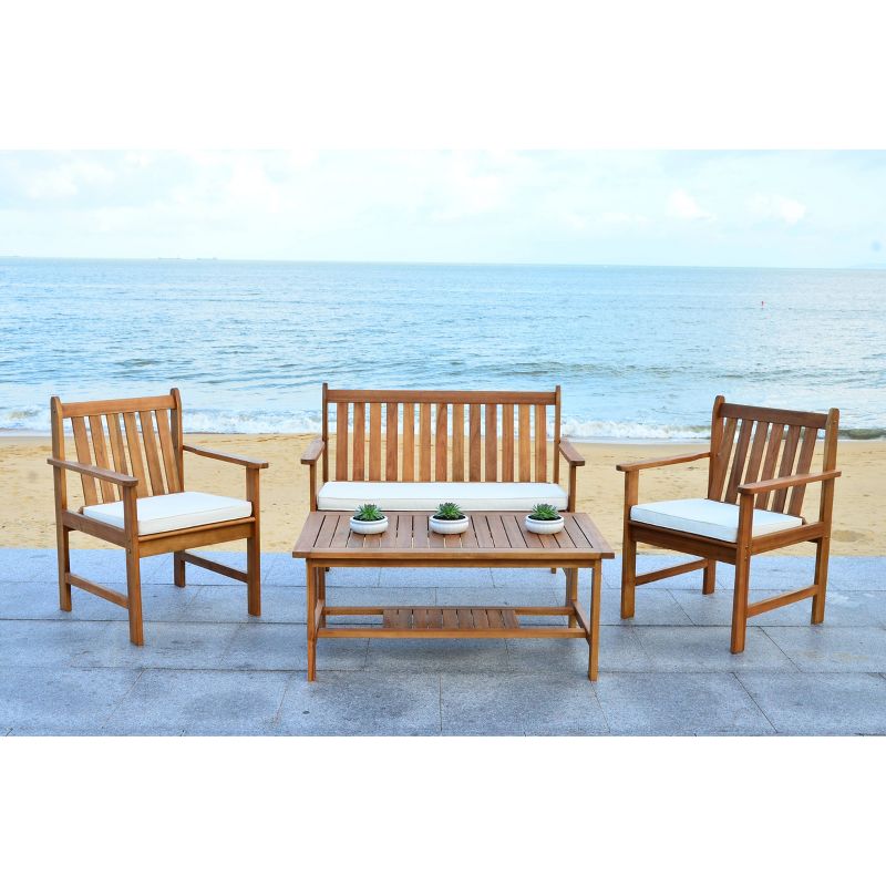 Cyprus 4-Piece Patio Conversation Furniture Set - Brown - Safavieh