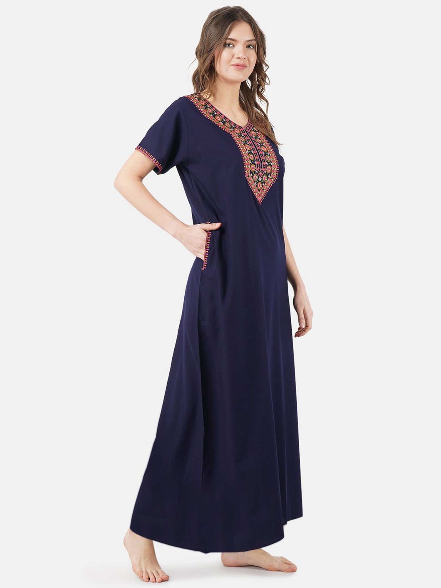 KOI SLEEPWEAR Indigo Embroidered Nighty