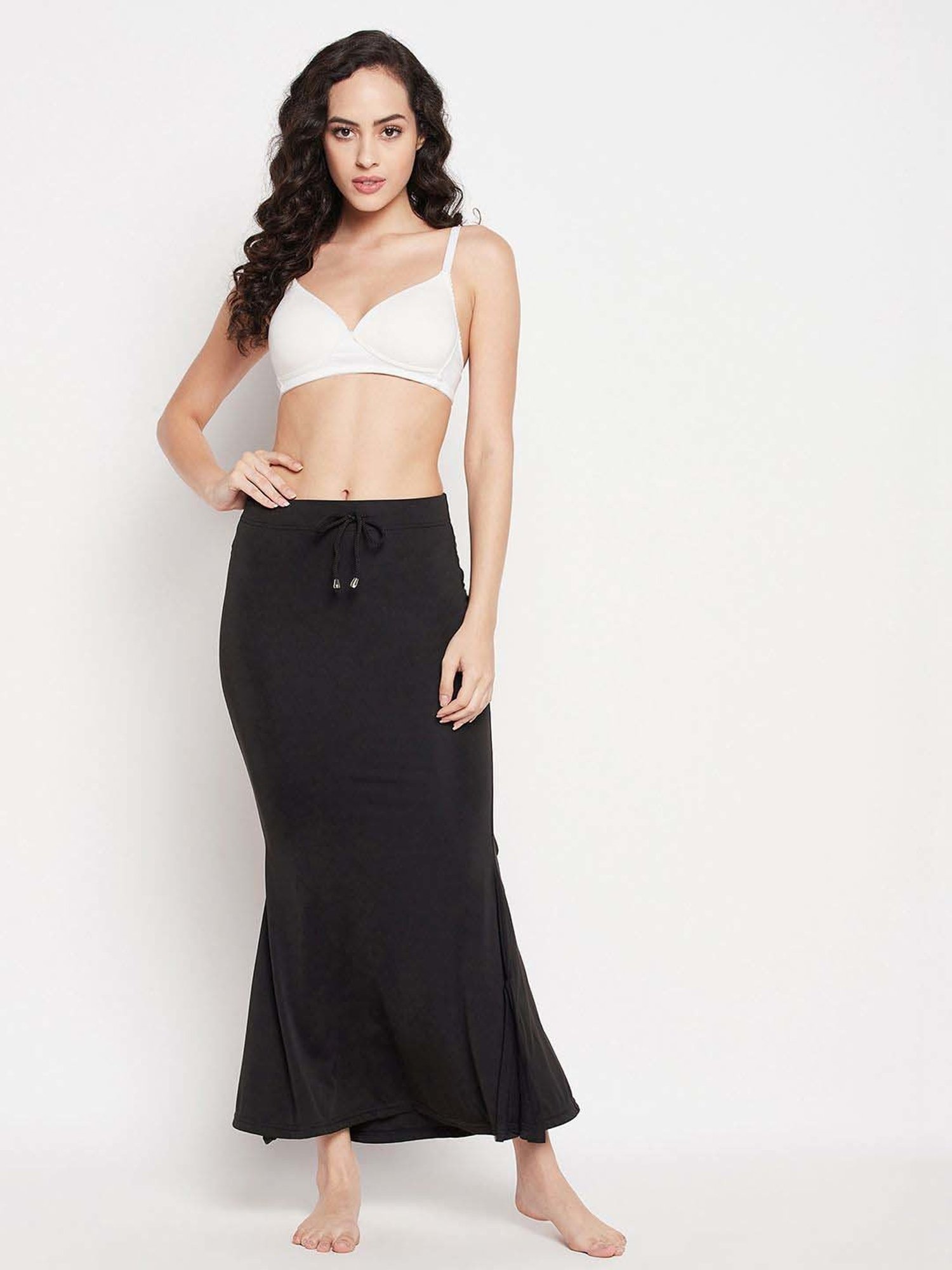 Secrets By ZeroKaata Black Plain Saree Shapewear