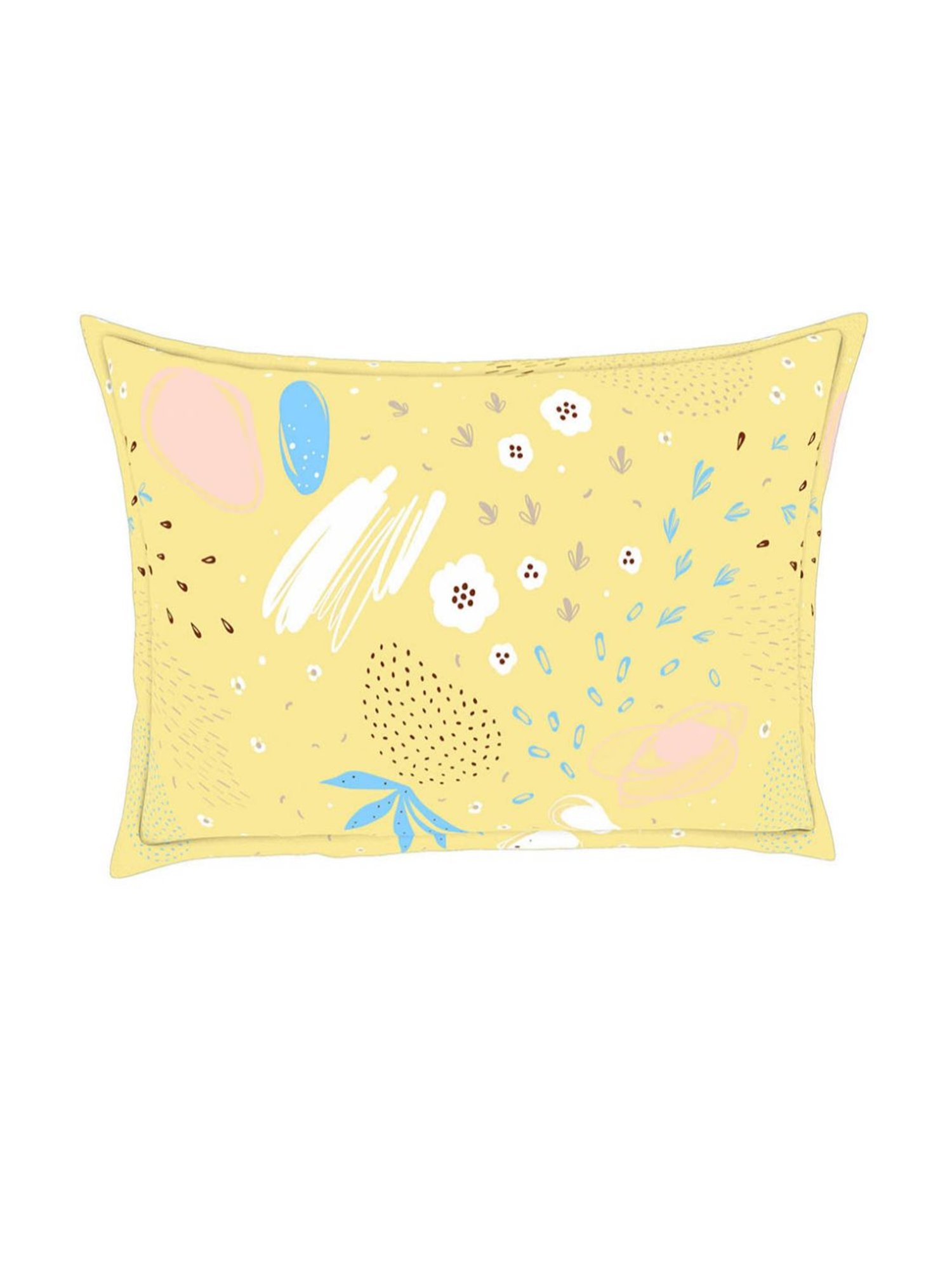 Spaces Printed Cream 144 TC Cotton King Fitted sheet with 2 Pillow Covers