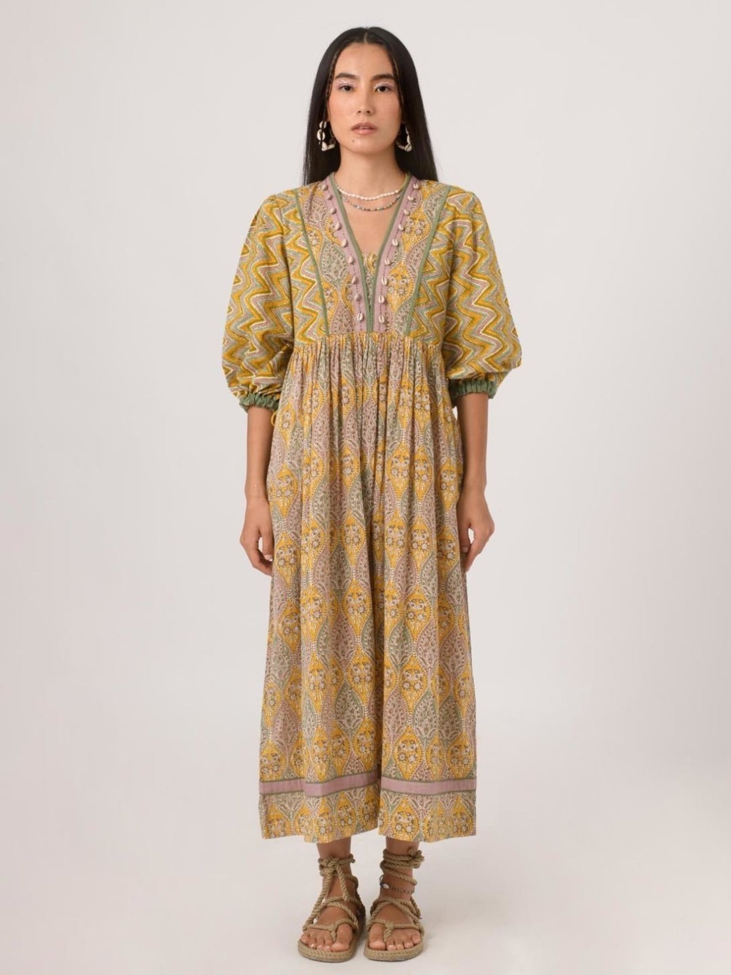 Prakriti Jaipur Paisley Shell Dress in Yellow
