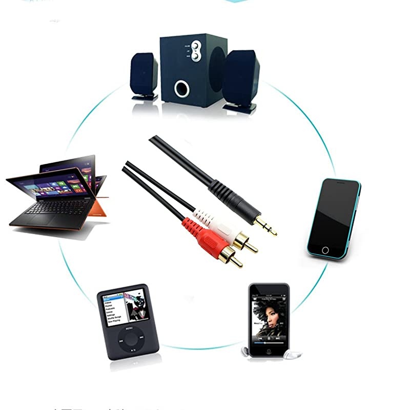 35mm Stereo Male to 2RCA Male Right and Left RCA Audio Cable 50 Feet