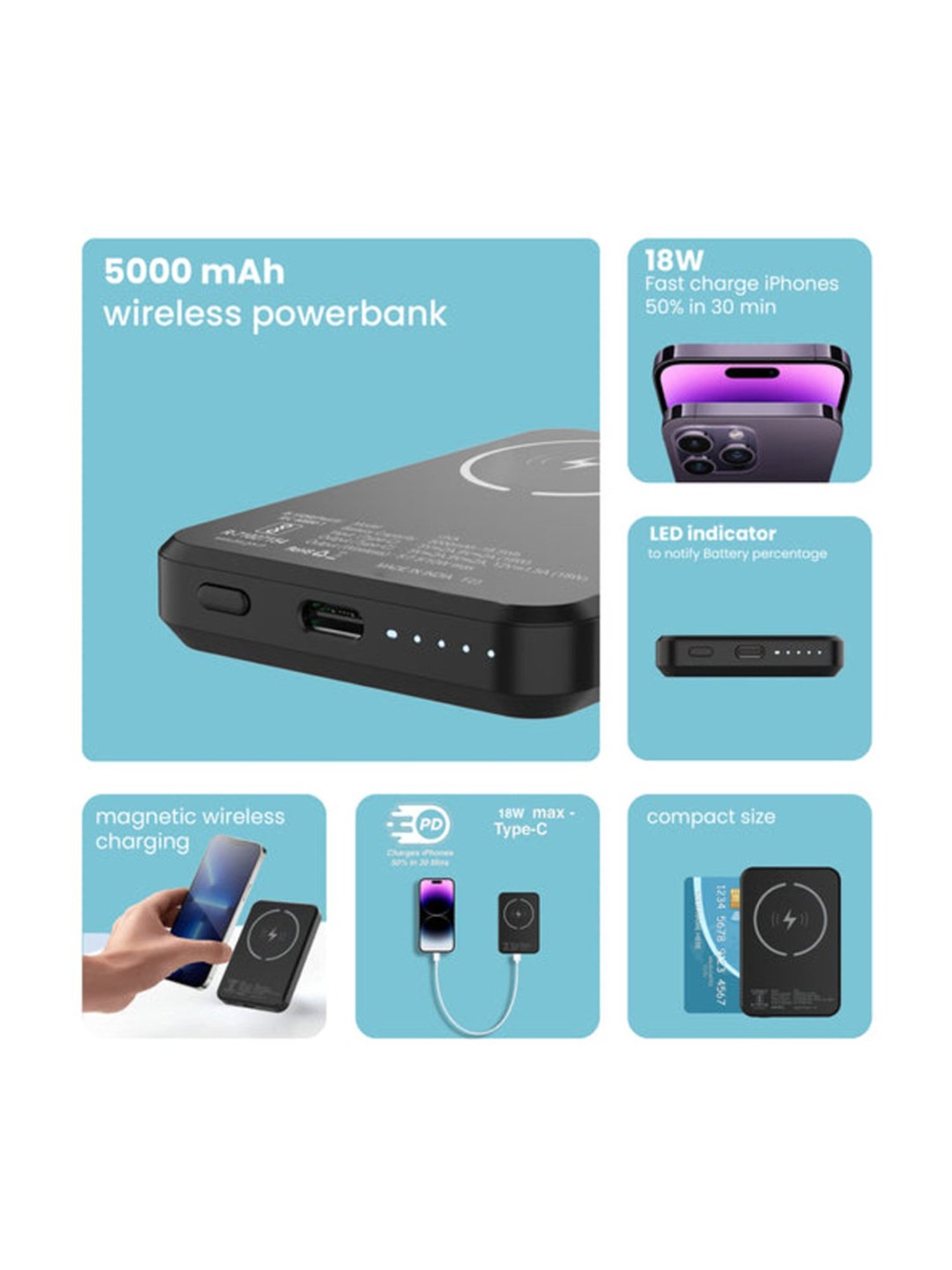 Stuffcool Click 5000mAh Magnetic Wireless Powerbank (Black)