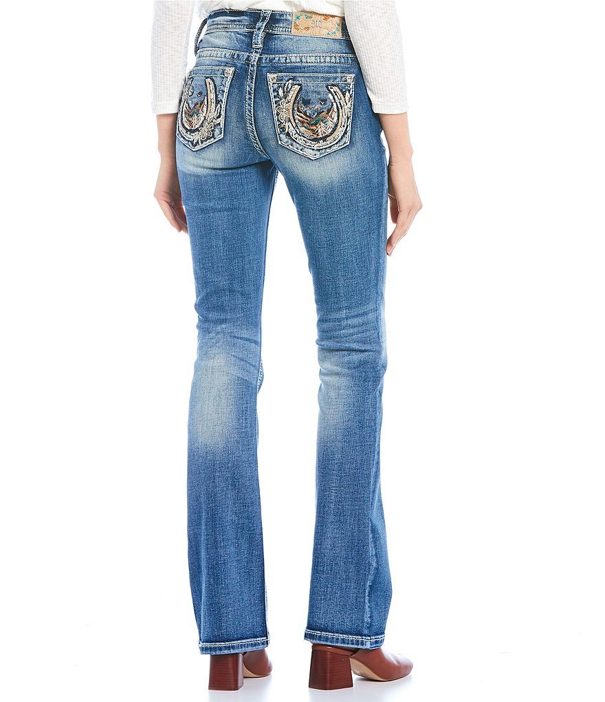 Miss Me Embroidered Horseshoe Pocket Bootcut Jeans