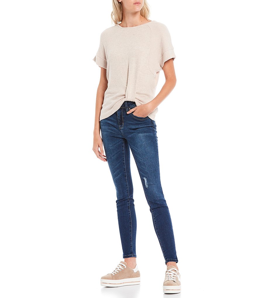 YMI Jeanswear Wannabettabutt Repreve Sustainable Destructed Ankle Skinny Jeans