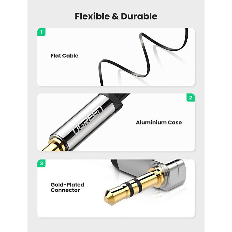 35mm Audio Cable Stereo Aux Jack to Jack Cable 90 Degree Right Angle Auxiliary Cord Compatible for Beats iPhone iPod iPad Tablets Speakers 24K Gold Plated Male to Male Black 15FT