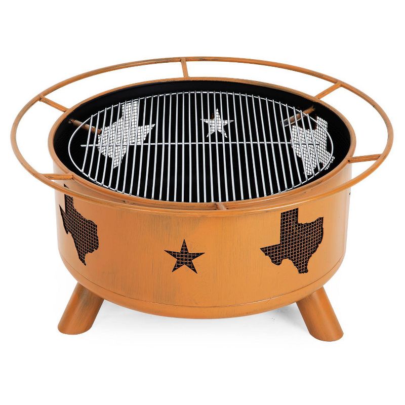 30" Wood Burning Fire Pit with Cover  - Orange - Nuu Garden