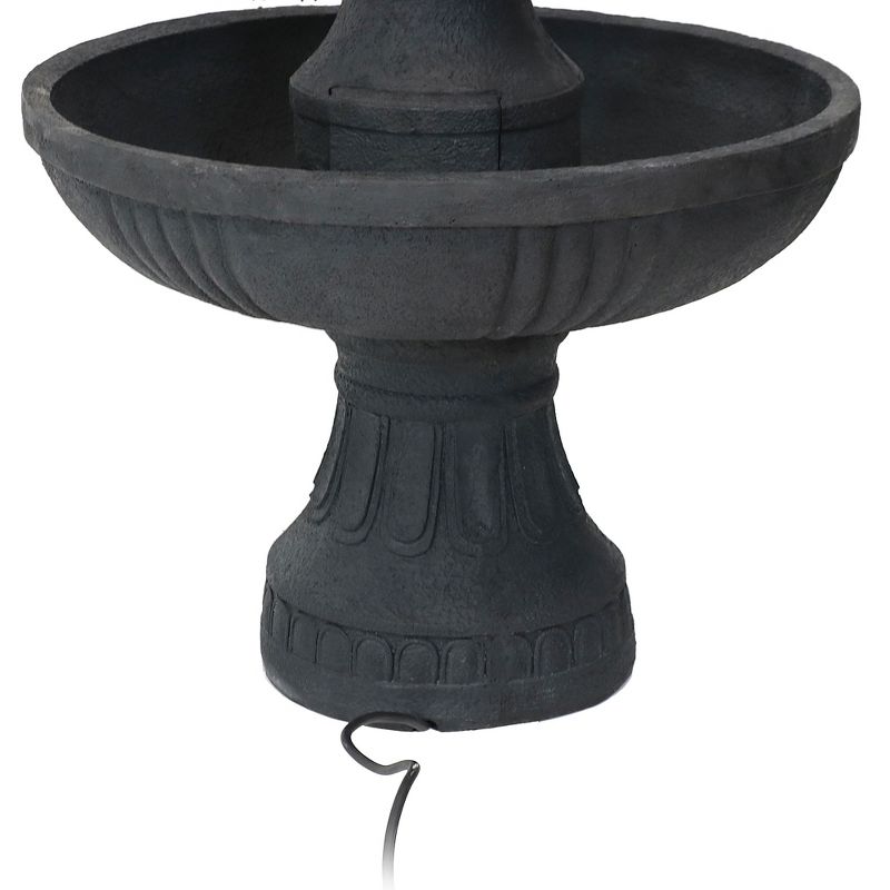Sunnydaze 43"H Electric Fiberglass and Resin 3-Tier Flower Blossom Outdoor Water Fountain, Black Finish