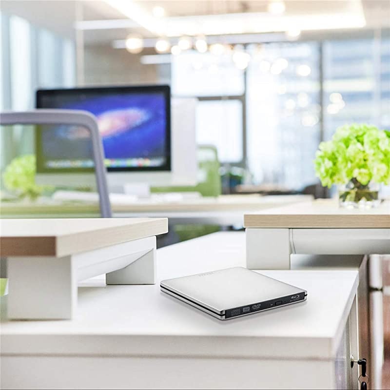 USB30 External BluRay Burner Drive Aluminum USB C Portable BluRay Writer Reader 3D 6x Slim BD CD DVD Player for Windows XP7810Mac OS Laptop DesktopSilver