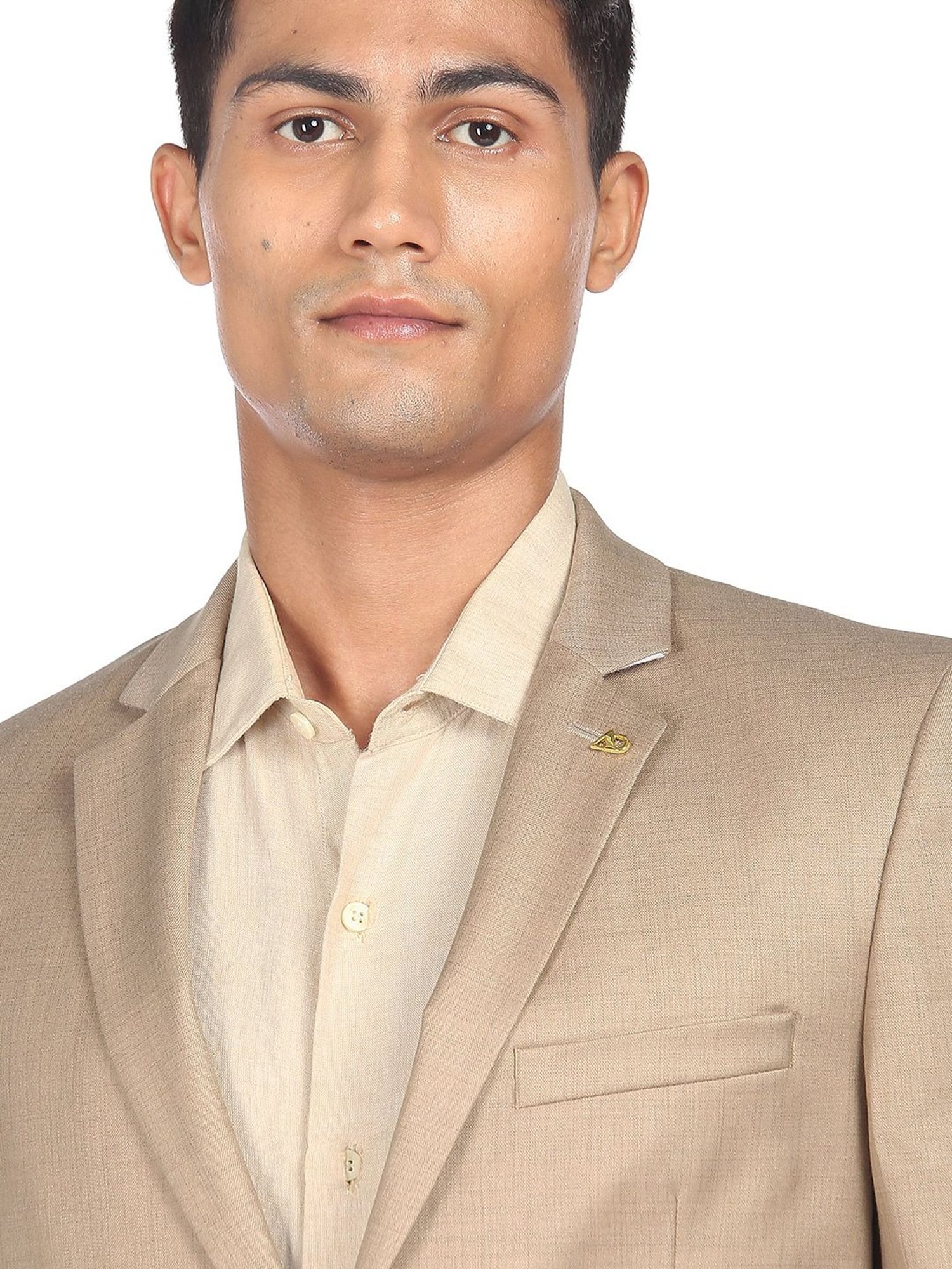 AD by Arvind Beige Regular Fit Notch Lapel Blazer