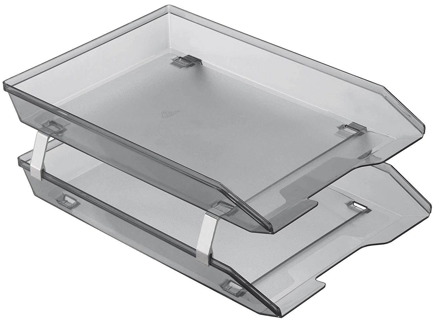 Acrimet Facility 2 Tiers Double Letter Tray Front Load Design (Smoke Color)