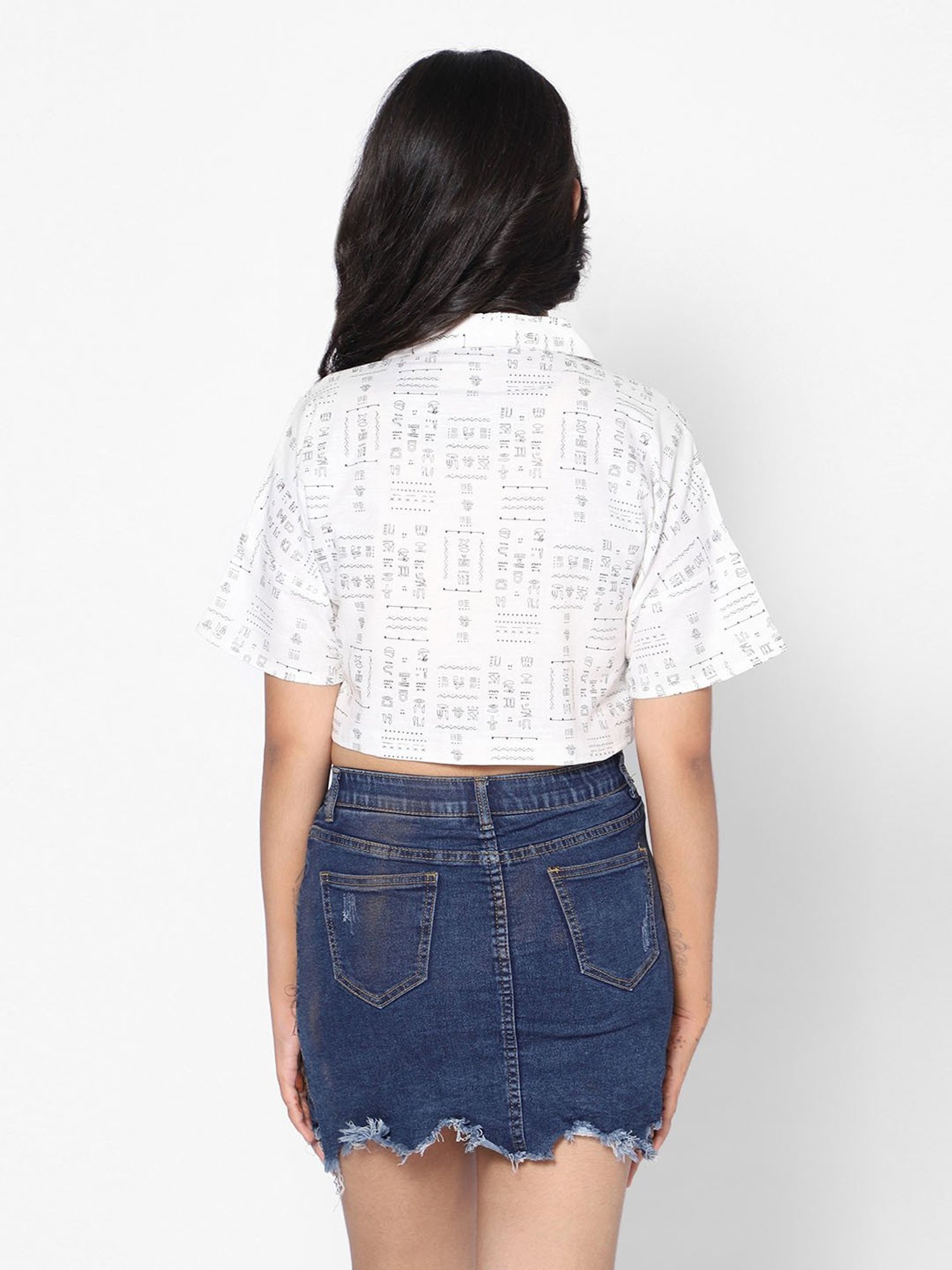 TeenTrums Girls White Printed Crop Top