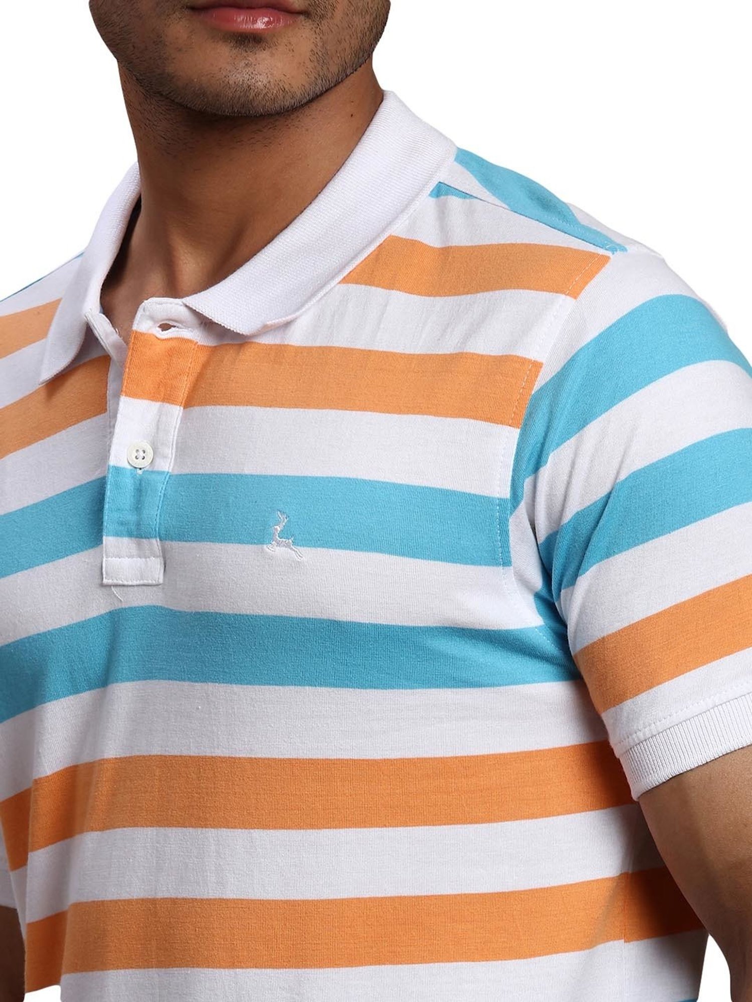 Parx Multicolor Regular Fit Striped Polo T-Shirt