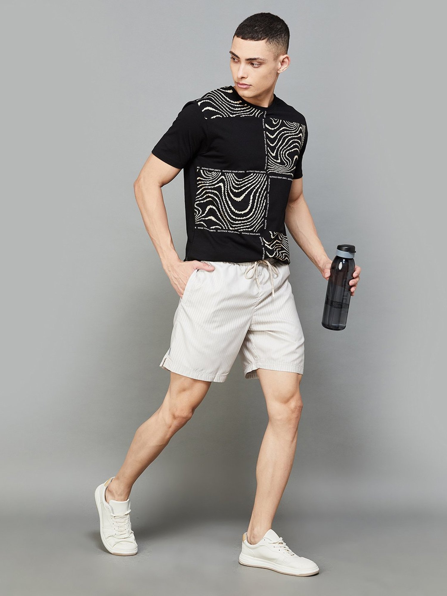 Fame Forever by Lifestyle Black Regular Fit Printed Sports T-Shirt