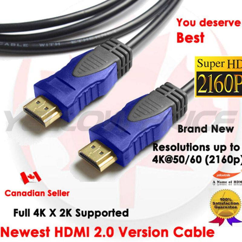 YellowKnife GOLD PLATED - 2.0 Version 4K X 2K 6FT HDMI Cable Newest Standard