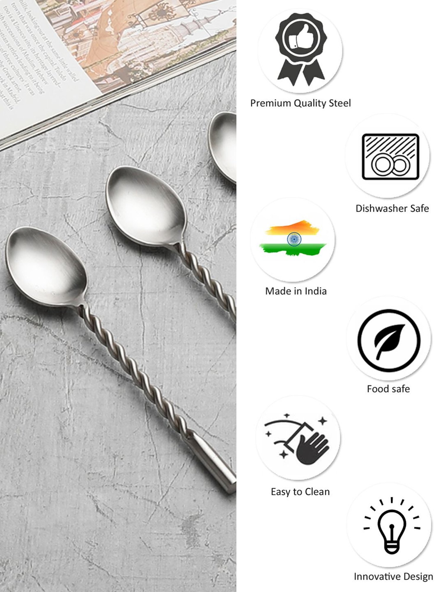 Sumeet S.S.Big Serving&Cooking Spoon Set-5pc(1 Turner,1Serving Spoon,1Skimmer,1Basting Spoon,1Ladle)