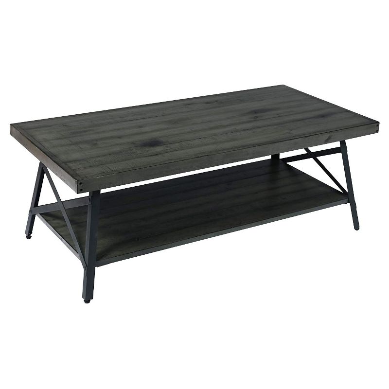 Wallace & Bay Chandler 48 Inch Long Rustic Decor Indoor Home Open Storage Coffee/Cocktail Table, Antique Gray