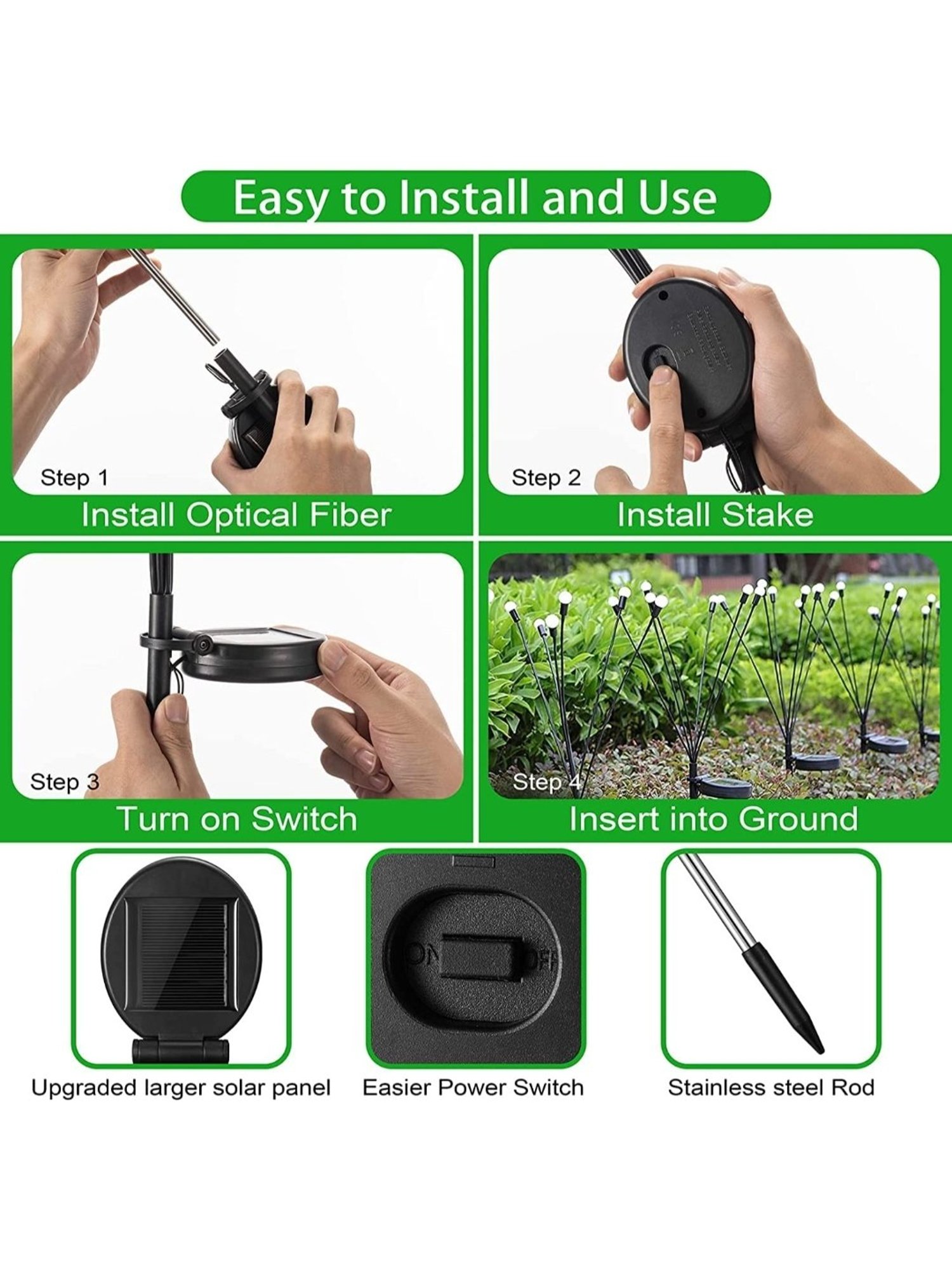 Xergy 8LED Solar Garden Lights Pack of 2 (Warm White)