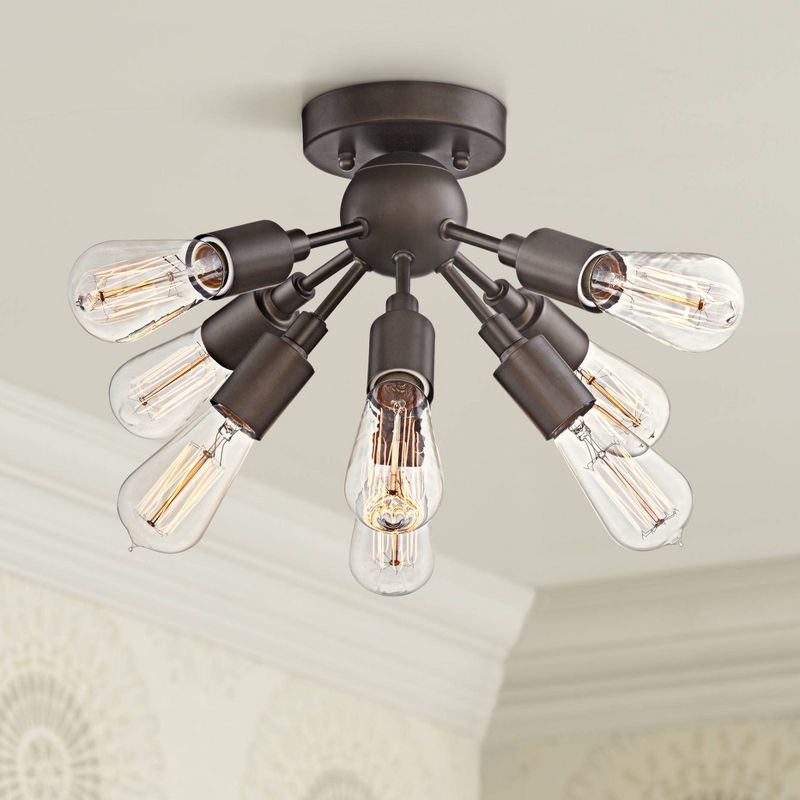 Possini Euro Design Modern Ceiling Light Semi Flush Mount Fixture LED Oiled Bronze 20 3/4" Wide Sputnik Style for Bedroom Kitchen