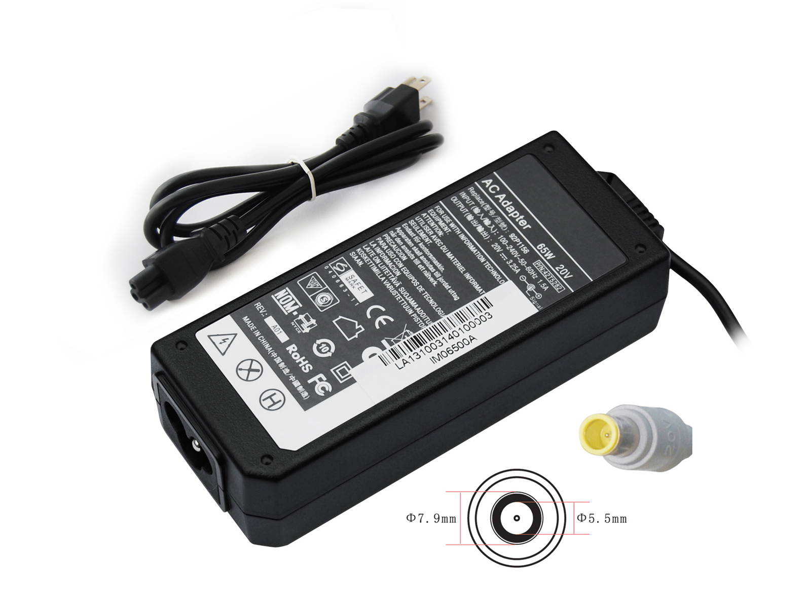 Superb Choice&reg; 65W IBM LENOVO P/N 92P1156 92P1157 92P1160 92P1161 Laptop AC Adapter