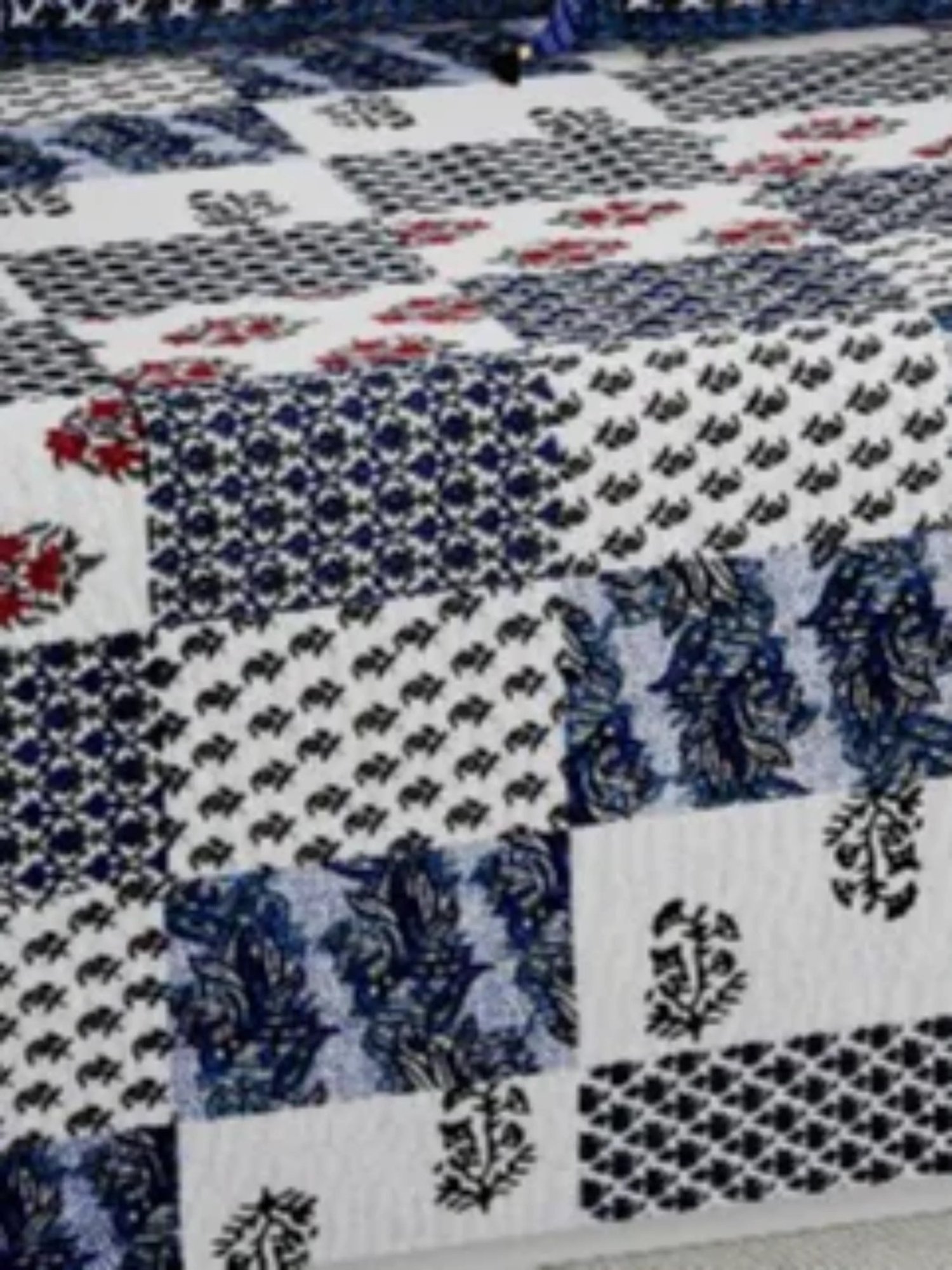 Living Roots Printed Blue 300 TC Cotton Single Diwan - Set of 8